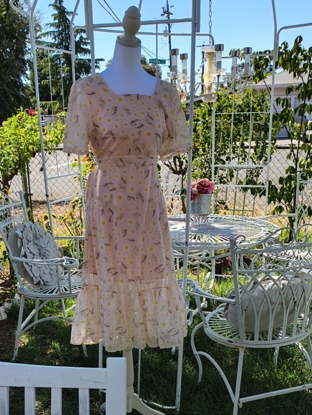 Women’s Pink Floral Square-Neck Dress